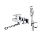 Wall Mounted Bathtub Faucet Trim Polished Chrome Swivel Spout with Hand Shower