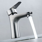 Contemporary Stainless Steel Sink Faucet Lever Handles Low Arc Sink Faucet
