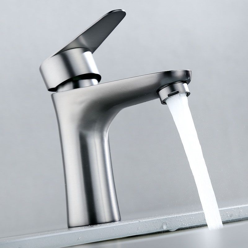 Contemporary Stainless Steel Sink Faucet Lever Handles Low Arc Sink Faucet