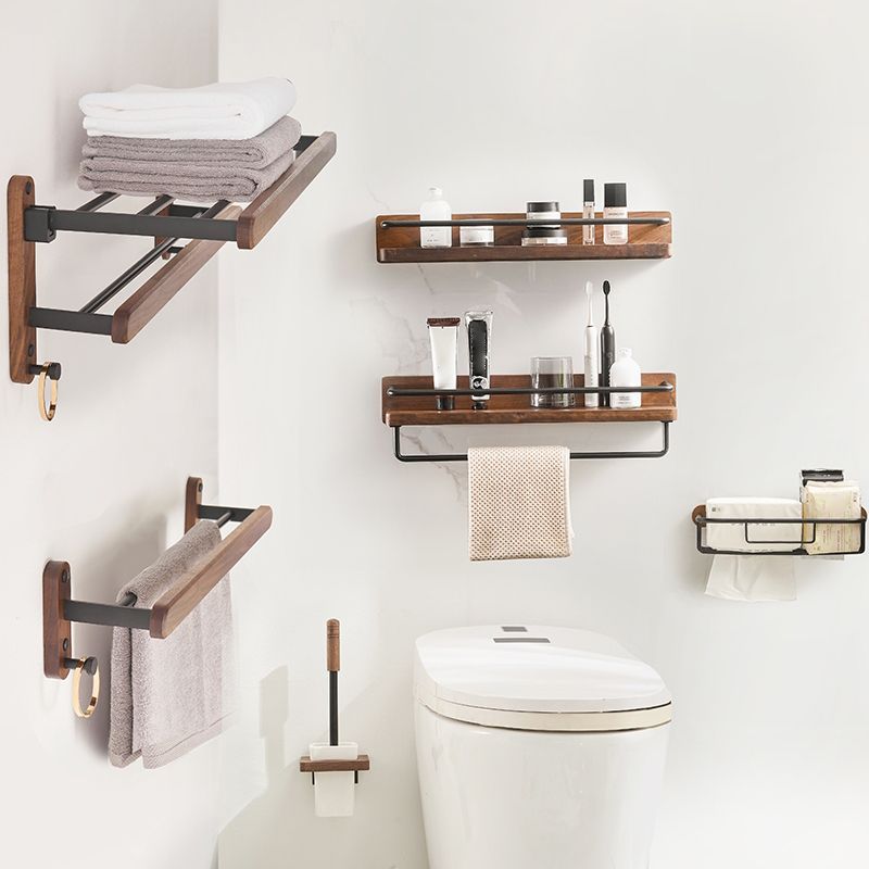 Modern Bathroom Accessory Set Aluminum & Wood Bathroom Fittings Set