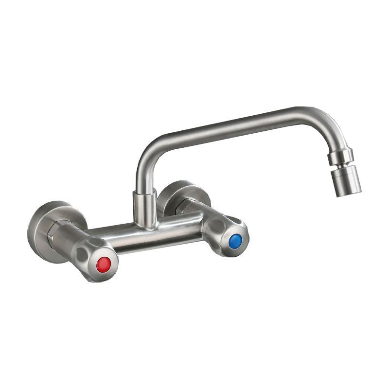 Round 2-Handle Bathroom Faucet Single Hole Wall Mounted Bathroom Faucet
