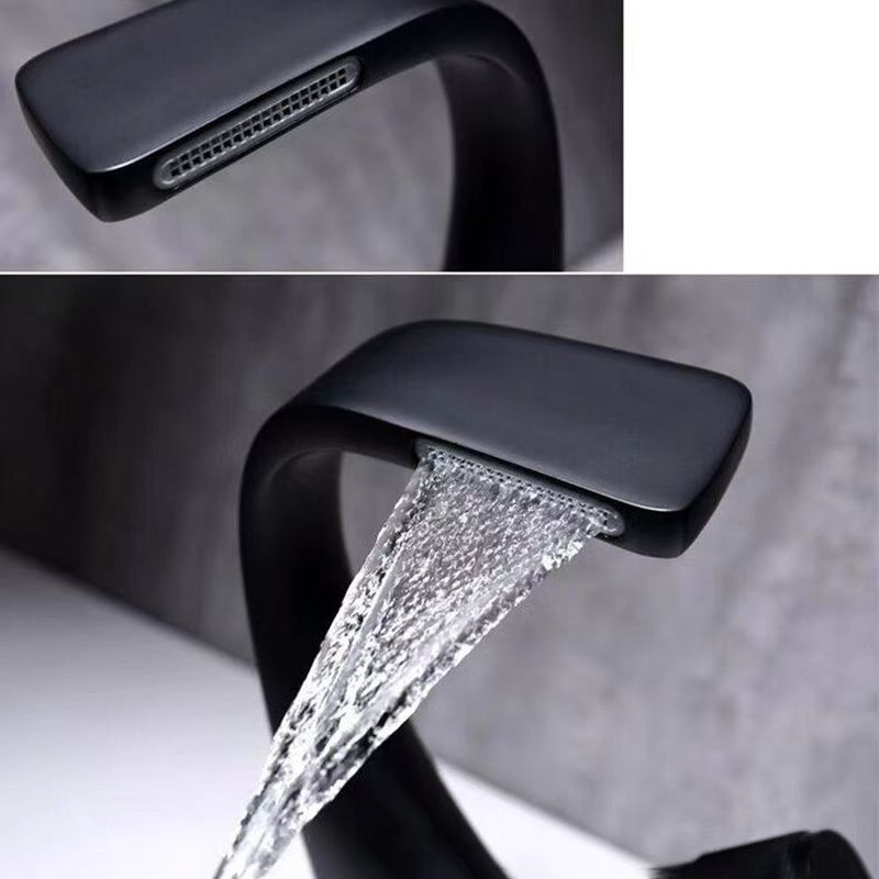 Button Handle Faucet Contemporary Style Faucet with Waterfall Spout