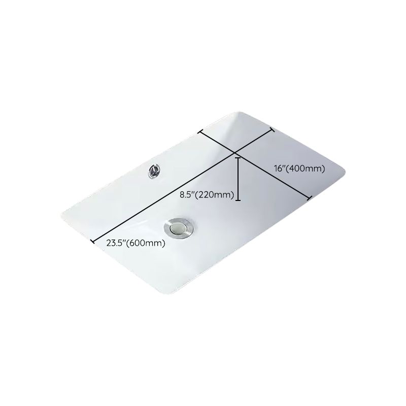 Modern Under-Mount Sink Oval Porcelain with Pop-Up Drain Sink