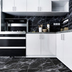 Peel and Stick Vinyl Floor Dark Gloss Vinyl Floor with Square Edge