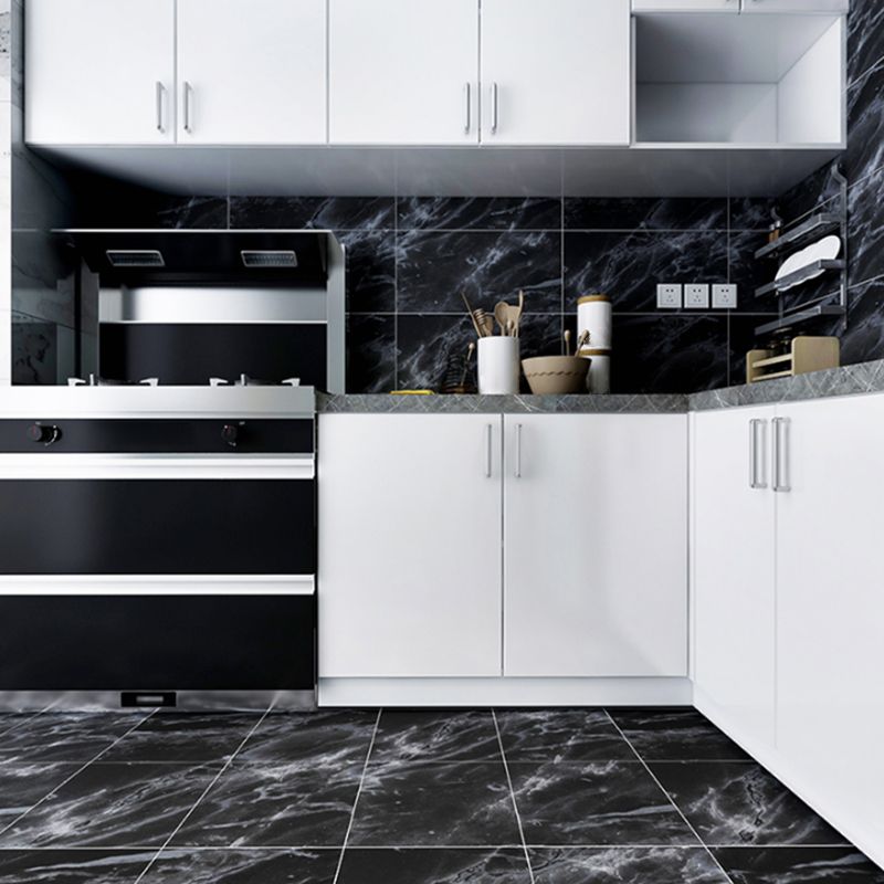 Peel and Stick Vinyl Floor Dark Gloss Vinyl Floor with Square Edge