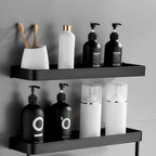Matt Black Bathroom Set Modern 1/2 - Piece Stainless Steel Bathroom Shelf