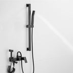 Black Wall-Mounted Shower Head Combo Modern Metal Shower System