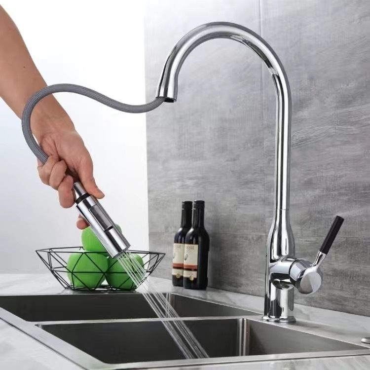 Modern Pull-down Water Filler Single Handle High Arc Kitchen Faucet