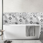 Plastic Mosaic Tile Wallpaper Hexagonal for Stick-On and Removable Back Wall Tile