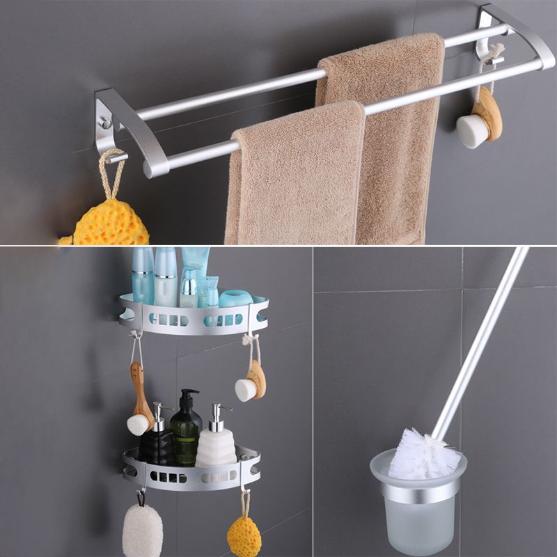 6-piece modern bathroom hardware set made of aluminum with towel holder/paper holder