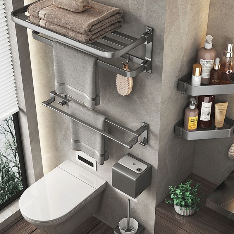 Modern gray aluminum bathroom accessory set