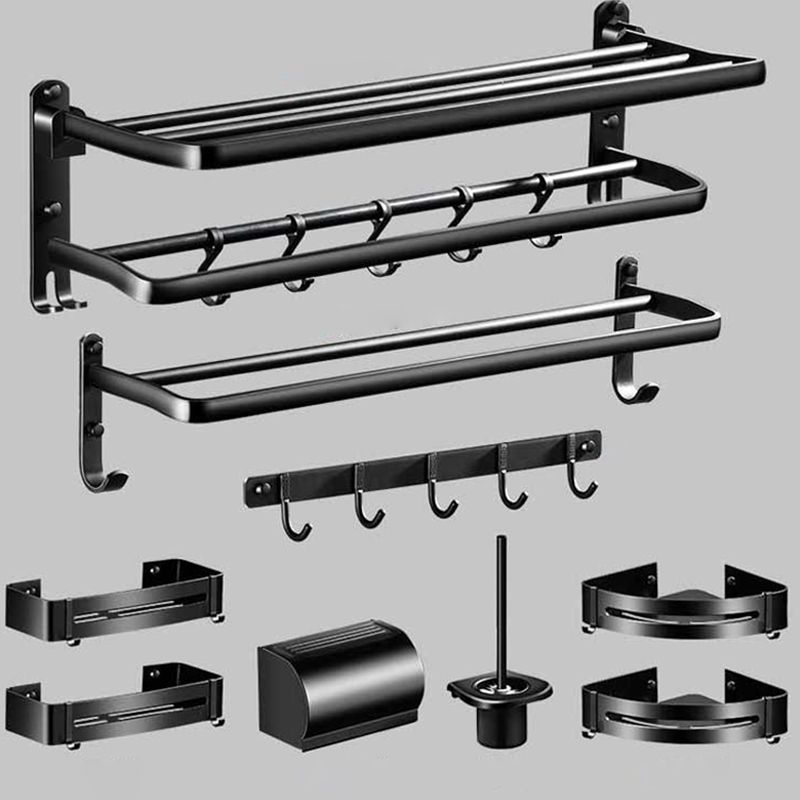Modern Aluminum Bathroom Hardware Set Black Bathroom Accessories Set