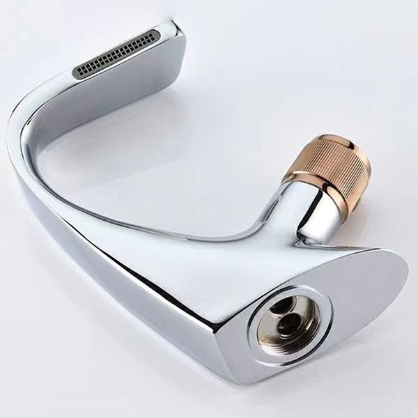Button Handle Faucet Contemporary Style Faucet with Waterfall Spout
