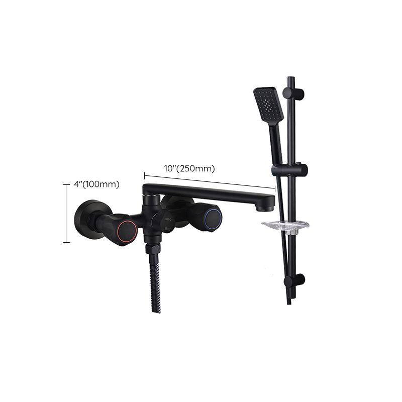 Modern Bathtub Faucet Trim Black Wall Mounted Swivel Spout with Hand Shower