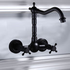 Black Wall-Mounted Bathroom Faucet American Classic Widespread Sink Faucet