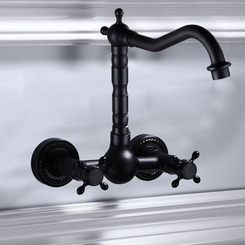 Black Wall-Mounted Bathroom Faucet American Classic Widespread Sink Faucet