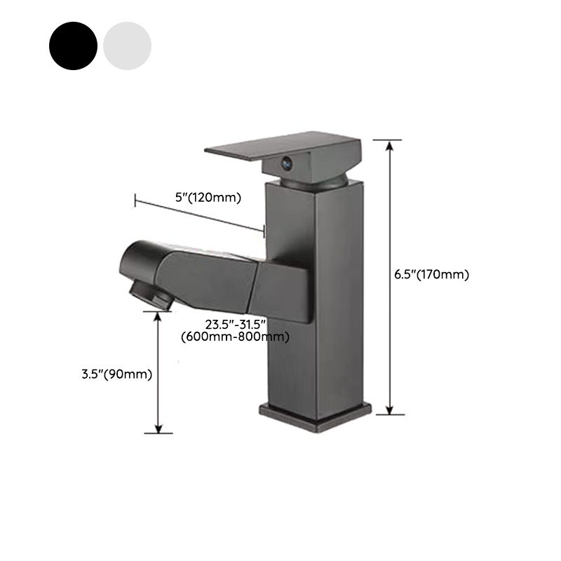 Contemporary Bath Faucet Brass Lever Handle Pull-Out Sink Faucet