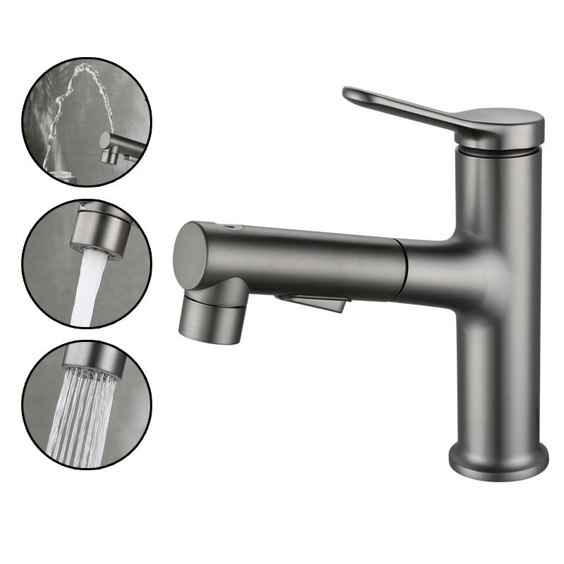 Extendable Bathroom Faucet Brass Modern Faucet with Water Hose