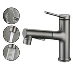 Extendable Bathroom Faucet Brass Modern Faucet with Water Hose