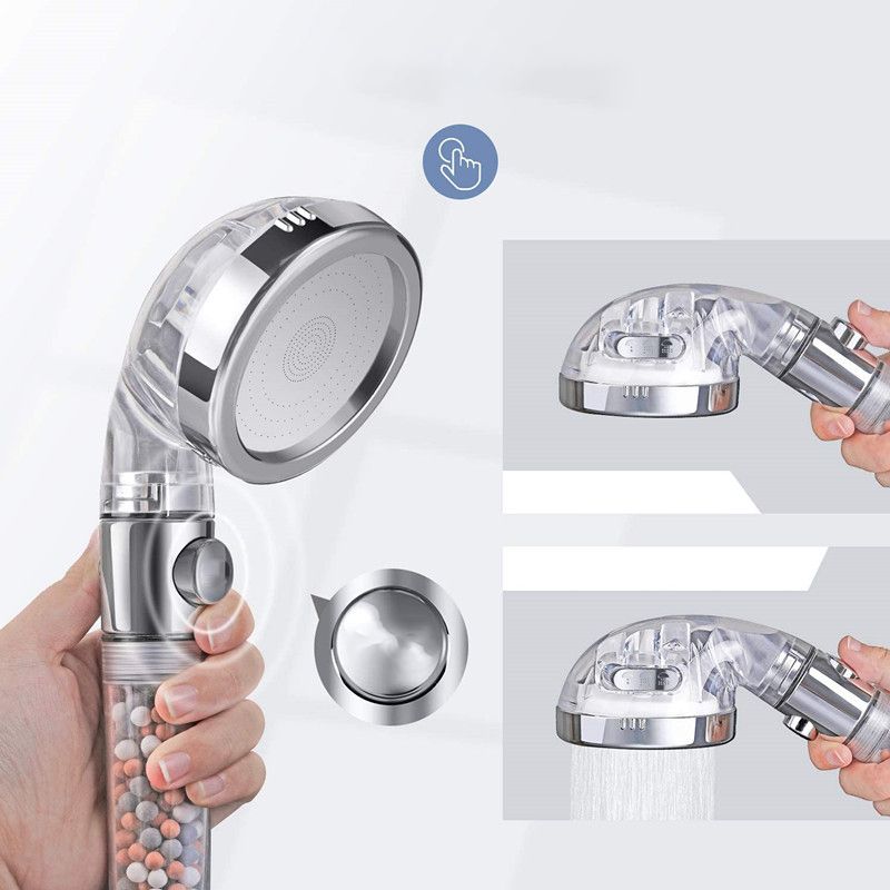 Modern Handheld Shower Head Round Filter Ball Spray Head in Silver