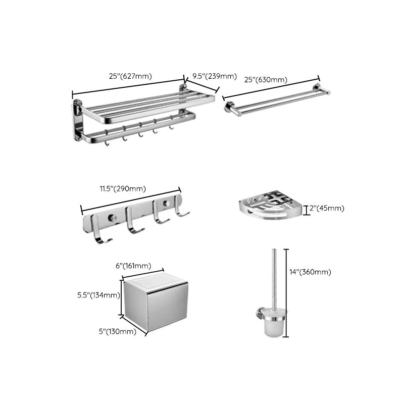 Modern Steel Bathroom Accessory Set Silver Bathroom Accessory Kit