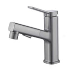 Modern bathroom sink faucet with brass lever handles and swivel spout