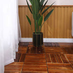 4-Slat Wood Floor Tiles Interlocking Installation Floor Tiles