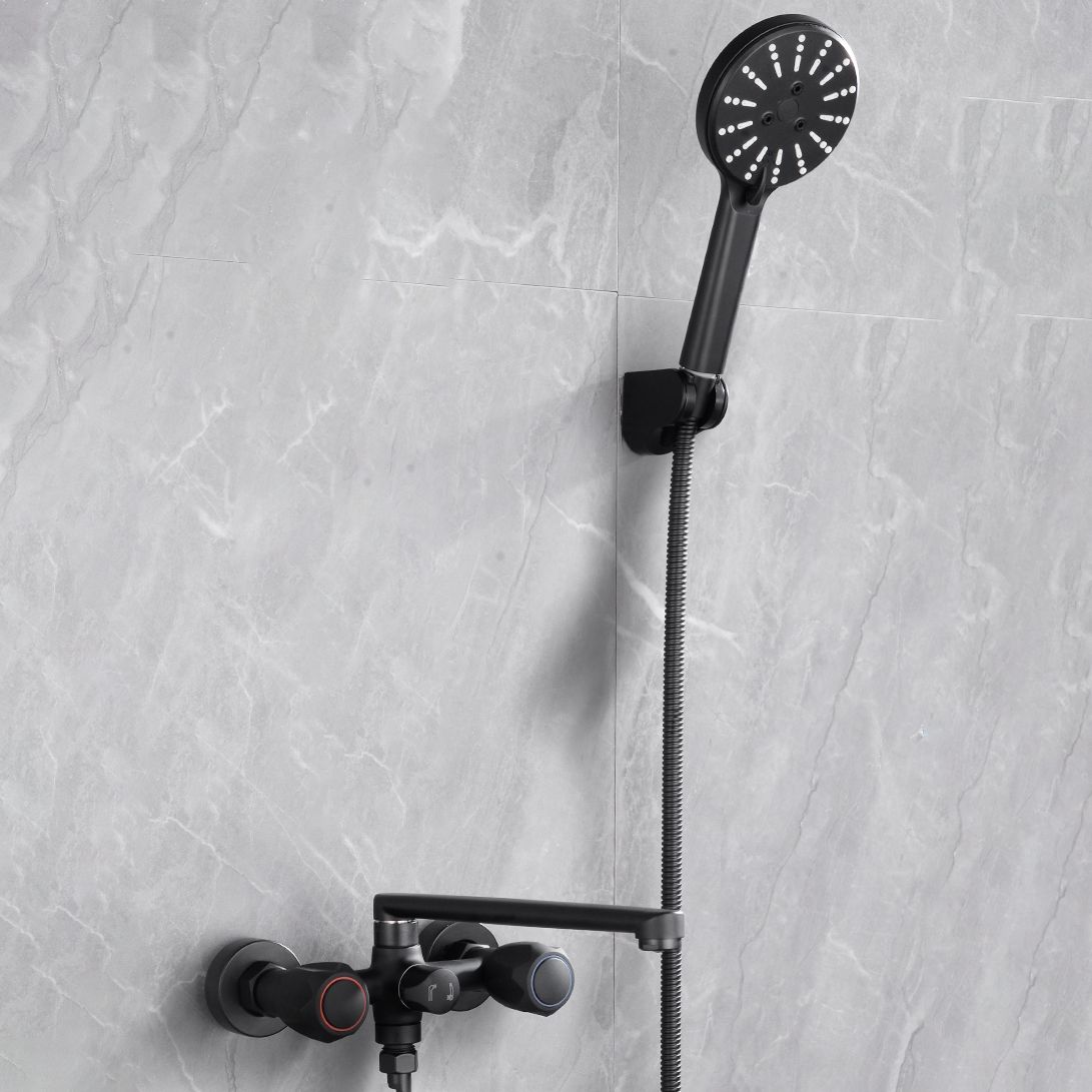 Modern Bathtub Faucet Trim Black Wall Mounted Swivel Spout with Hand Shower