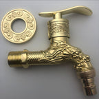 Vintage Classic Sink Faucet Zinc Single Handle Dragon Engraving Wall-Mounted Faucet
