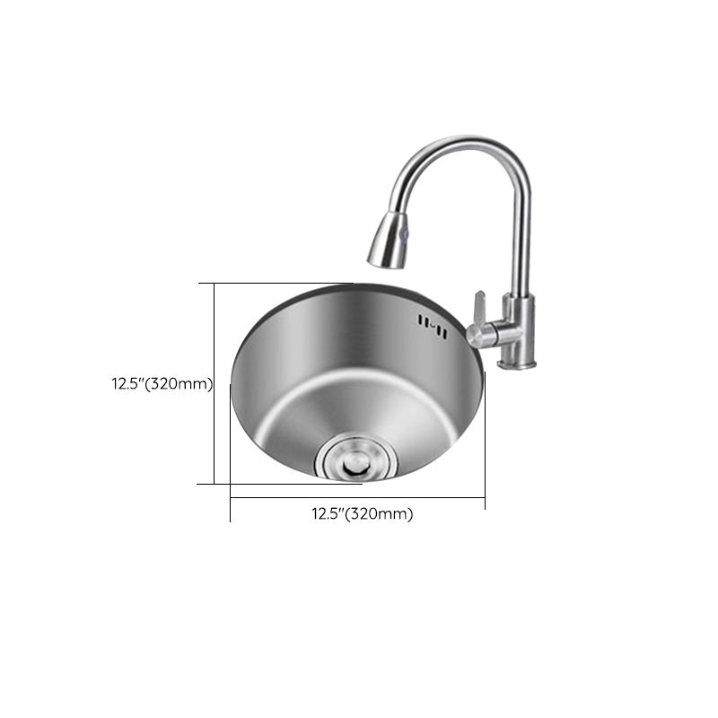 Round Stainless Steel Sink Built-in Sink with Basket Strainer