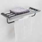 5-piece modern bathroom accessory set made of stainless steel with towel bar/robe hooks/paper holder