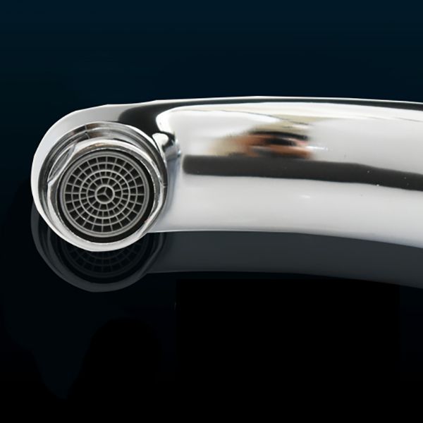 Contemporary Water Tap Knob Handle Low Arc Zinc Faucet in Silver