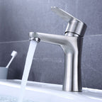 Modern Basin Tap Monochrome Center Mount Low Arc Faucet for Bathroom