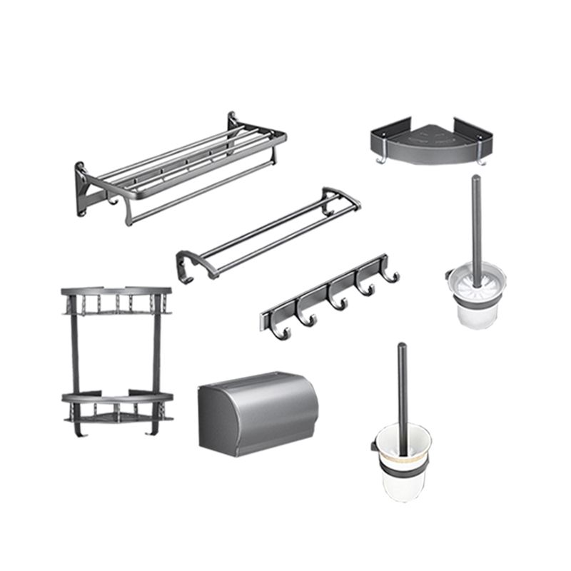 Gray 6/7-piece modern bathroom accessory set bathroom shelf/bath towel hooks/towel bar included