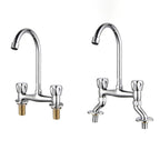 Contemporary Widespread Bathroom Faucet Knob Handle Goose Neck Arc Solid Brass Faucet