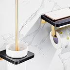 Metal and Marble Bathroom Minimalist Accessory as a Single Piece or in a Set in Gold