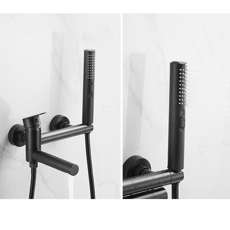 Modern Bathtub Edge Piece Single-Lever Wall-Mounted Bathtub Faucet with Hand Shower