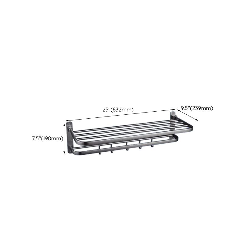 Contemporary bathroom accessory set made of aluminum with towel holder/bath shelf