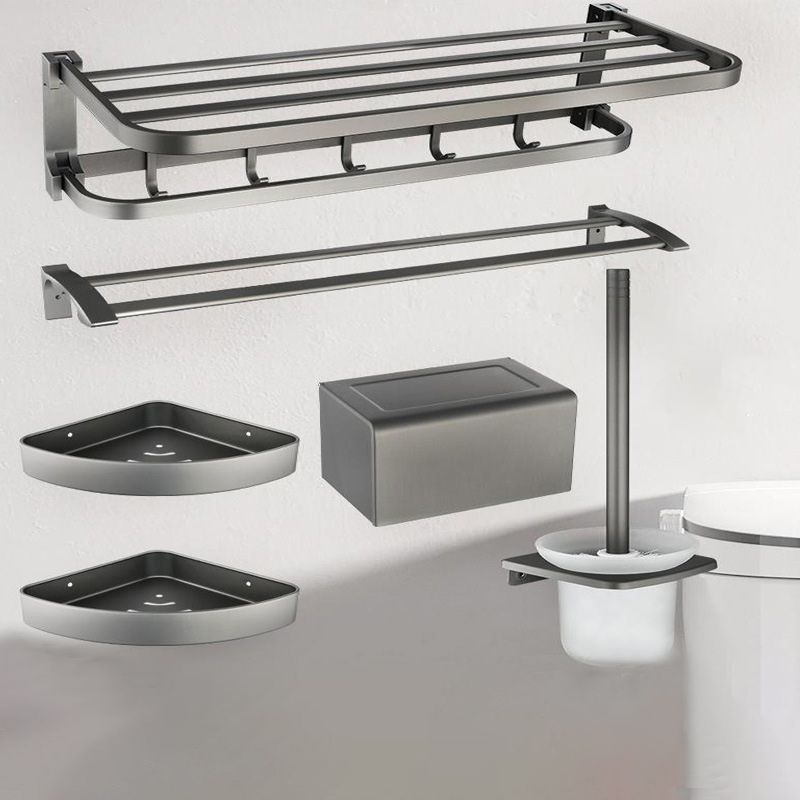 Contemporary Metal 6-piece Bathroom Accessory Set with Bathroom Shelf