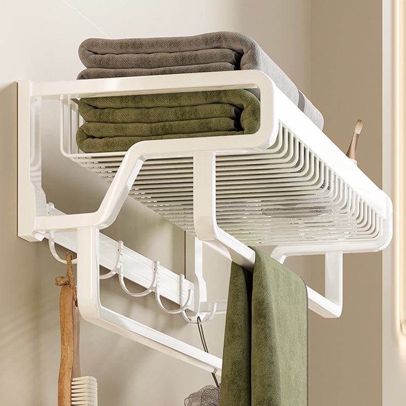 Contemporary bathroom accessory set made of matte stainless steel-aluminum with bathrobe hook/bath shelf