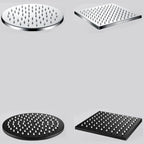 Contemporary square shower head combination with hand shower
