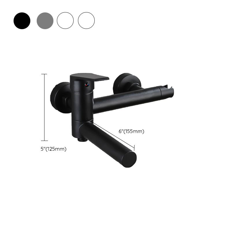Lever Handle Bathtub Faucet Wall Mount Shower Hose Swivel Spout Bathtub Filling with Hand Shower