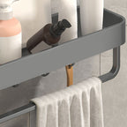 Modern Grey 2-piece Bathroom Accessory Set, Matt Grey, Bathroom Shelf