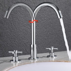Goose Neck Bathroom Basin Faucet 2 Handles Hot and Cold Water Basin Faucet with Drain