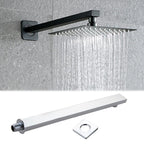 Black Square Fixed Shower Head Modern Style Wall Mounted Shower Head