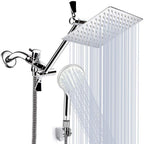 Modern Dual Shower Head Square High Arc Shower Head in Silver