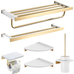 Metal and Marble Bathroom Accessory Single or in Set in Gold