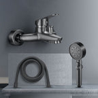 Low Arch Bathtub Faucet Hose Wall-Mounted Single Lever Tub Filler with Hand Shower