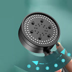Modern 6 Setting Shower Head Adjustable Spray Pattern Matt Black Round Shower Head