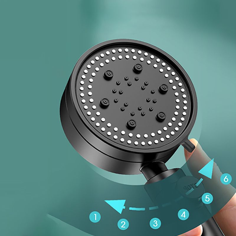 Modern 6 Setting Shower Head Adjustable Spray Pattern Matt Black Round Shower Head